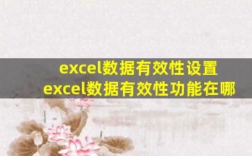 excel数据有效性设置 excel数据有效性功能在哪